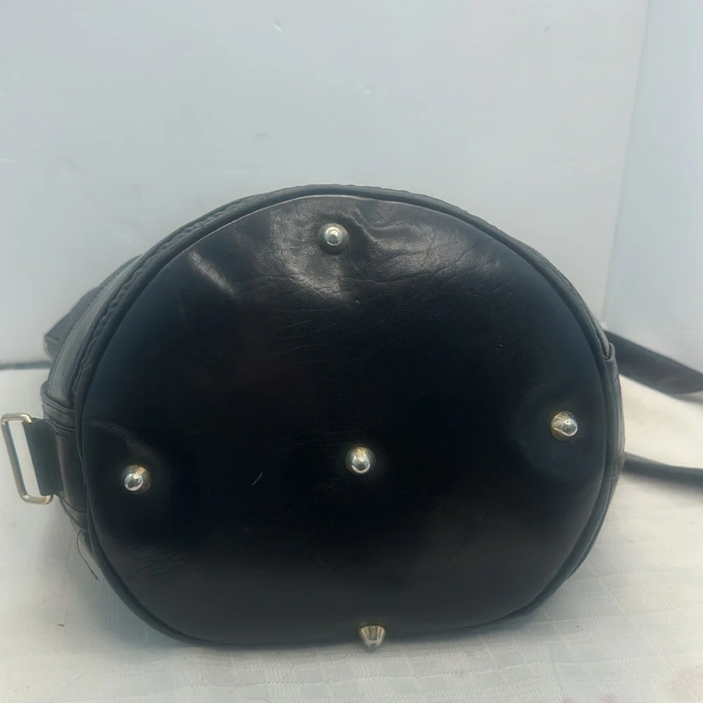 Marino Orlandi Bucket black leather and nylon swing bag